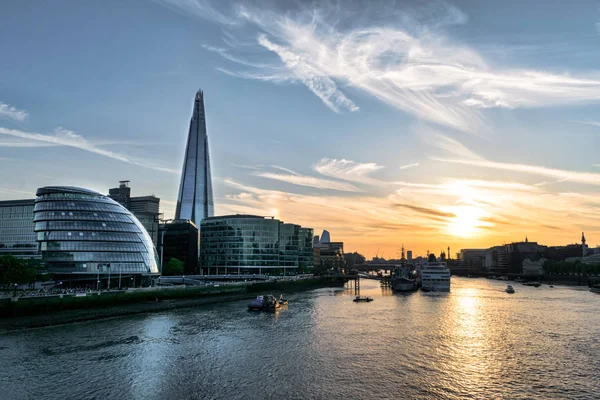 Detta Solnedgång Fotografiet Floden Themsen Från Tower Bridge Tittar Mot — Stockfoto