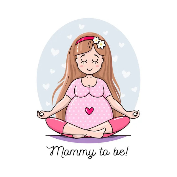 Aranyos Terhes Nyugodt Várom Baba Vektor Illusztrációt Boldog Gyönyörű Anyát — Stock Vector