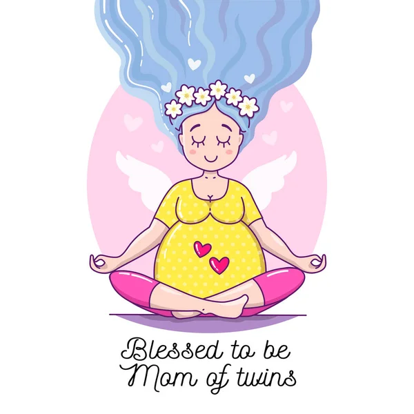 Słodka Spokojna Kobieta Ciąży Czekam Ilustrację Wektora Szczęśliwa Piękna Matka — Wektor stockowy