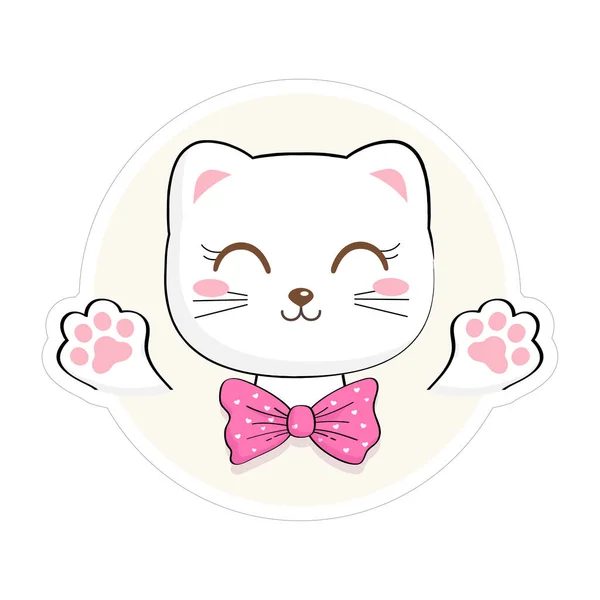 Şirin Kitty Sticker Birçok Uygulama Için Kullanışlı Komik Bebek Kedi — Stok Vektör