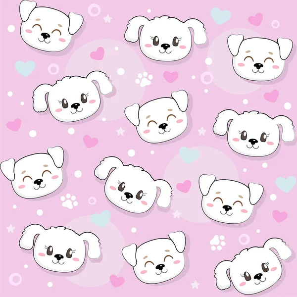 Mignon Motif Sans Couture Avec Jolis Chiots Chiens Utile Pour — Image vectorielle