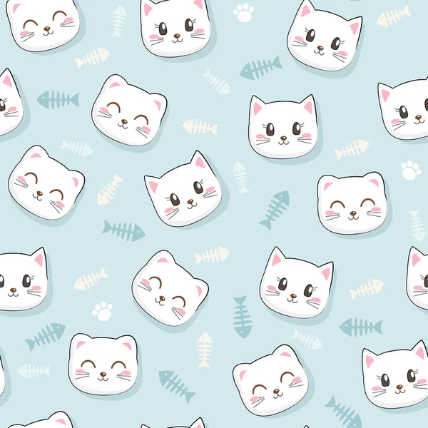 Mignon Motif Sans Couture Avec Jolis Chatons Idéal Pour Tissu — Image vectorielle