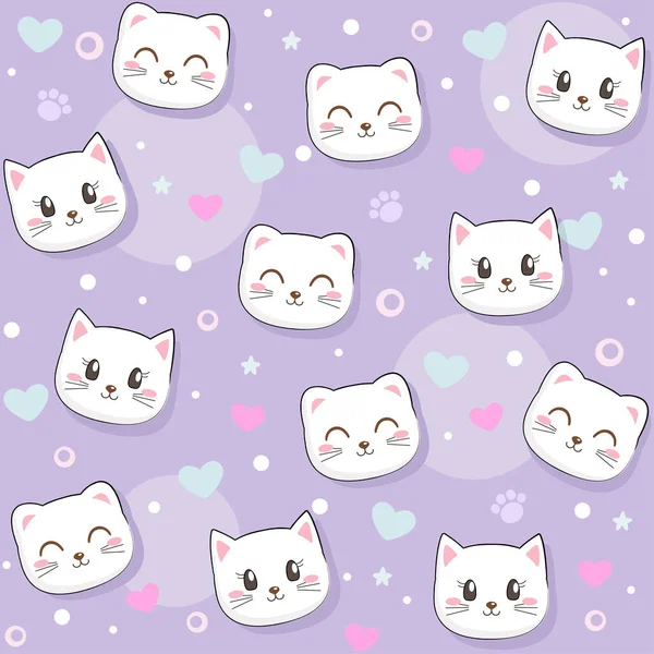 Mignon Motif Sans Couture Avec Jolis Chatons Idéal Pour Tissu — Image vectorielle