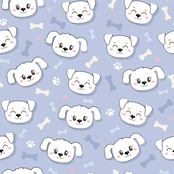 Cute seamless pattern with pretty puppies and dogs. Useful for many applications. Great for baby fabric, textile, wallpaper. Kids cartoon vector background. Pastel Colors.