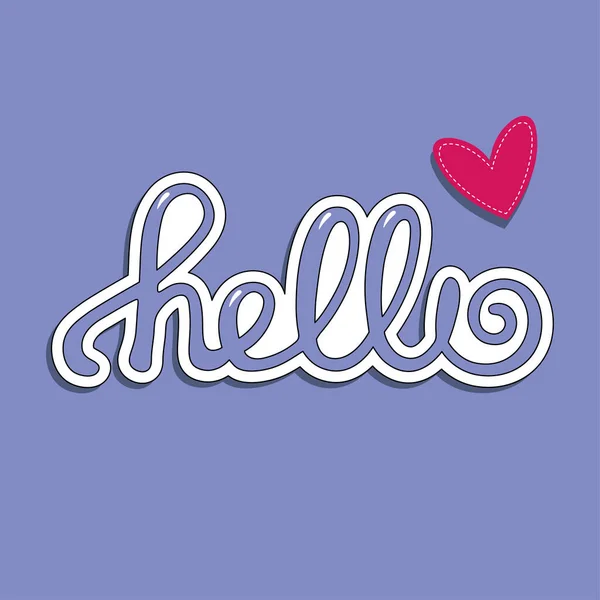 Hello Lettering Postcard Banner Poster Sticker Simple Cute Greeting Message — Stock Vector