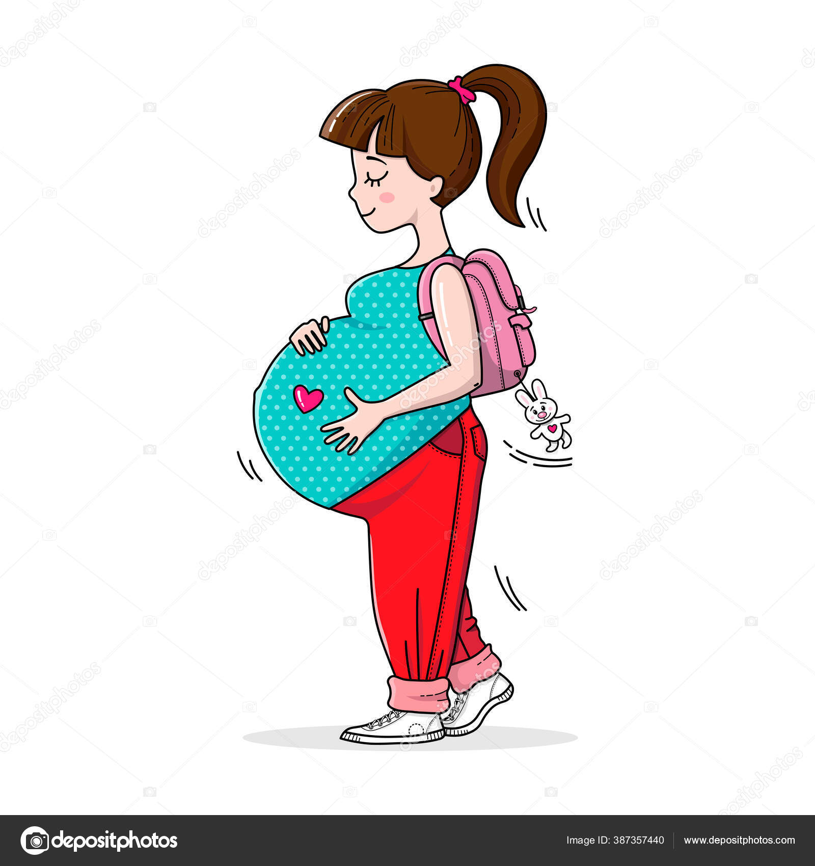 Bela Mãe Feliz Para Ser Moda Estilo Para Mulheres Grávidas imagem vetorial  de werramka© 387357440