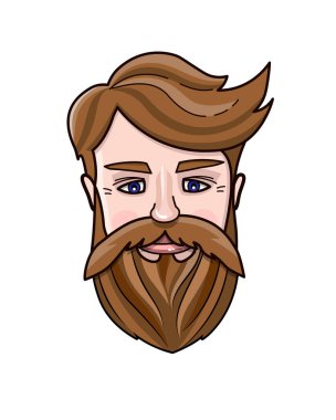 Sarışın adamın yüzünün vektör çizimi. Hipster ikonu. Yakışıklı sakallı metroseksüel adam..