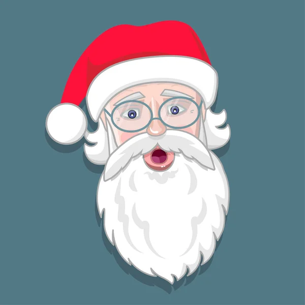 Cara Papai Noel Com Barba Óculos Chapéu Personagem Desenhos Animados — Vetor de Stock