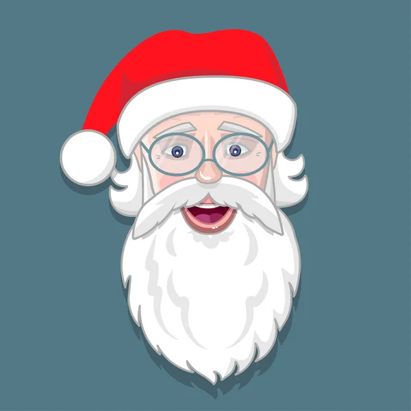 Cara Papai Noel Com Barba Óculos Chapéu Personagem Desenhos Animados — Vetor de Stock