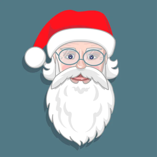 Santa Claus face with beard, eyeglasses and hat. Christmas cartoon character. Winter holiday. Vector illustration. Useful for sticker, icon, banner, card, print, badge. - Stock Image - Everypixel Santa Claus face with beard, eyeglasses and hat. Christmas cartoon character. Winter holiday. Vector illustration. Useful for sticker, icon, banner, card, print, badge. - Stock Image - Everypixel