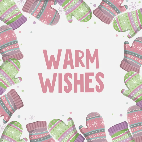 Dekorativer Winterrahmen Neujahrs Und Weihnachtseinladung Grußkarte Zitat Herzliche Wünsche Weißer — Stockvektor