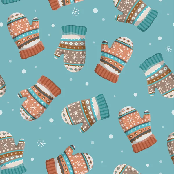 Новогодний Рождественский Узор Зимними Перчатками Рубашками Отлично Подходит Текстиля Обоев — стоковый вектор