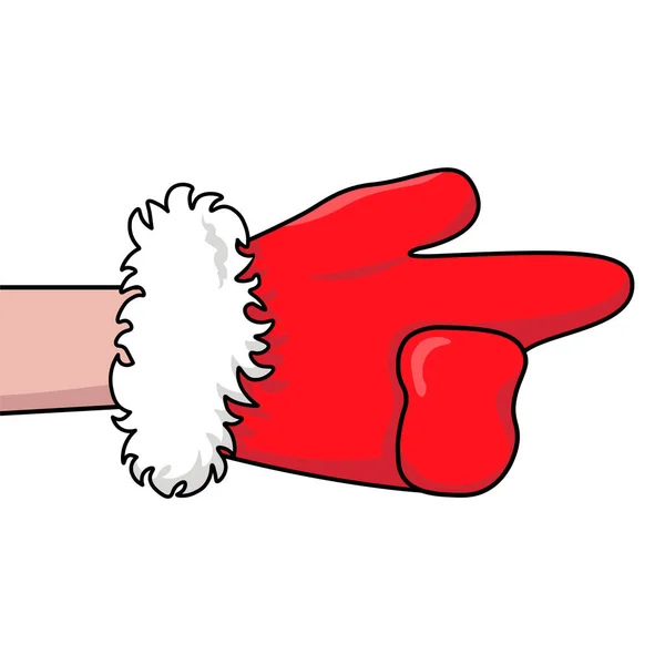 Pointing Finger Hand Sign Warm Mitten Santa Clause Gesture Can — Stock Vector