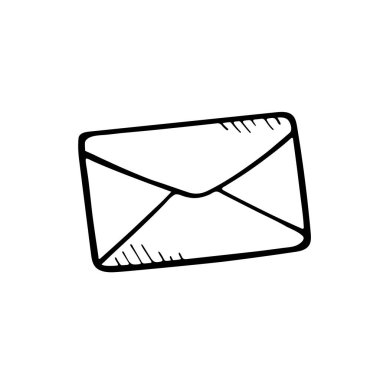 Posta simgesi ögesi. Kartpostal için zarflar. Doodle tarzı bir mektup. El çizimi çizimi. 