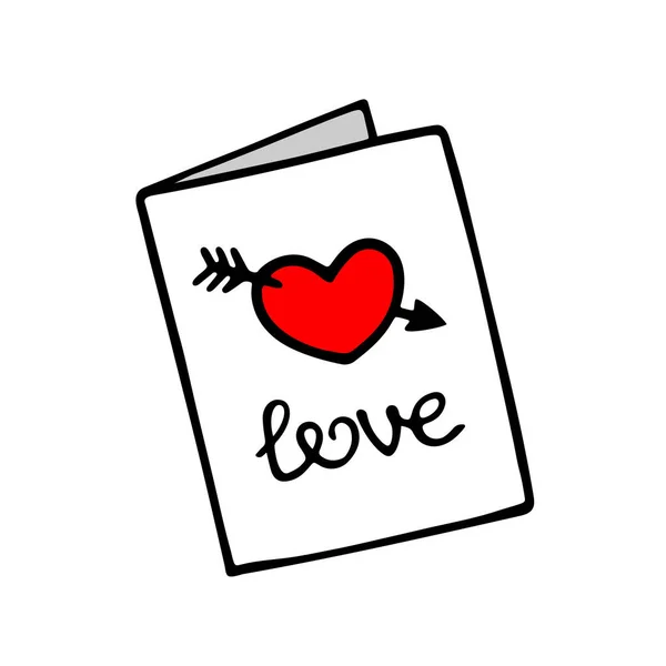 Love Post Card Icons Element Doodle Style Hand Drawing Sketch — Stock Vector