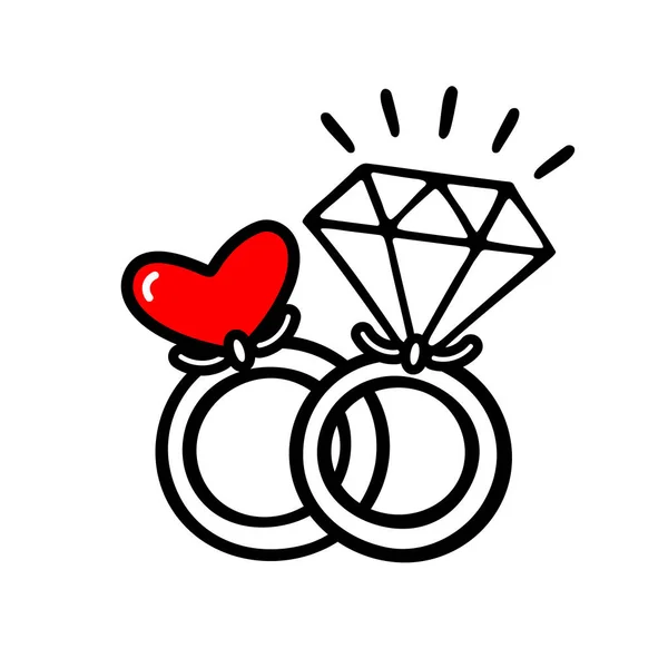 Vektorová Ilustrace Zásnubního Prstenu Láska Svatební Téma Valentýn Slepičí Párty — Stockový vektor