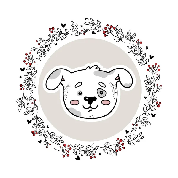 Logo Animal Isolé Sur Fond Blanc Chien Dessiné Main Dans — Image vectorielle