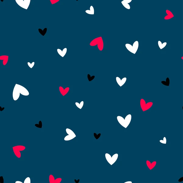 Niedliches Nahtloses Muster Mit Herzen Liebe Hintergrund Für Stoff Geschenkpapier — Stockvektor