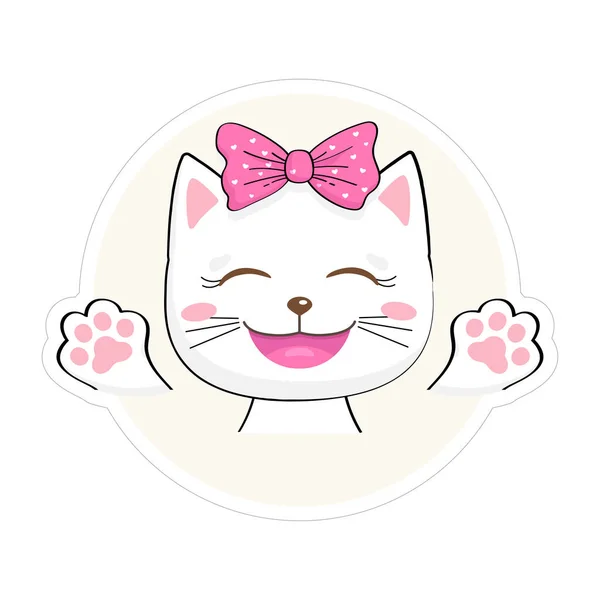 Şirin Kitty Sticker Birçok Uygulama Için Kullanışlı Komik Bebek Kedi — Stok Vektör