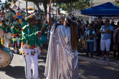 Conselheiro lafaiete state Minas Gerais Brazil Temmuz 08 2018 dini festival dansçıları geleneksel Brezilya dans festivali congado.