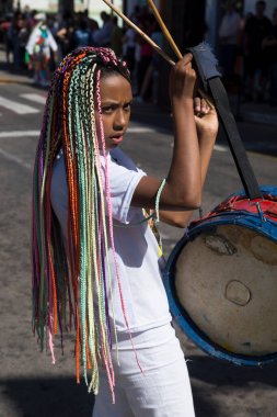 Conselheiro lafaiete state Minas Gerais Brazil Temmuz 08 2018 dini festival dansçıları geleneksel Brezilya dans festivali congado.