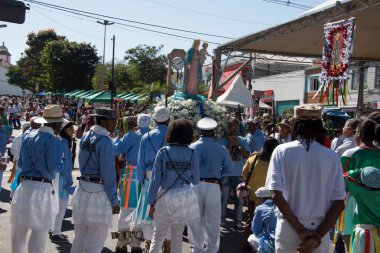 Conselheiro lafaiete state Minas Gerais Brazil Temmuz 08 2018 dini festival dansçıları geleneksel Brezilya dans festivali congado.