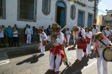 Conselheiro lafaiete state Minas Gerais Brazil Temmuz 08 2018 dini festival dansçıları geleneksel Brezilya dans festivali congado.