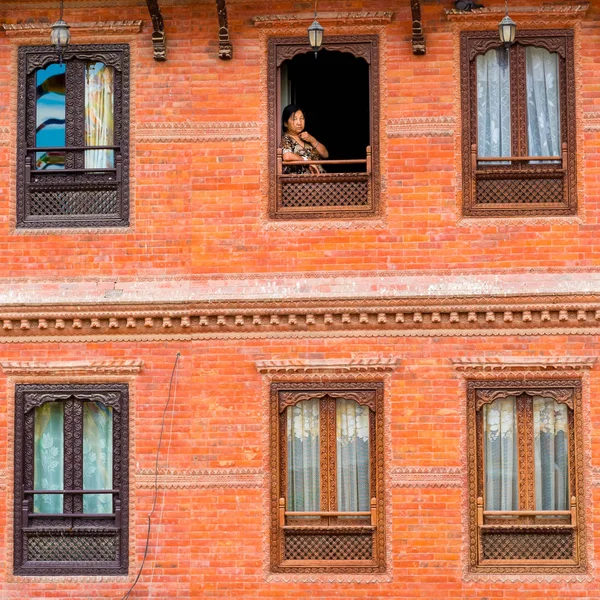 Kathmandu Nepal Julho 2018 Fachada Construção Tradicional Complexo Boudhanath Boudha — Fotografia de Stock