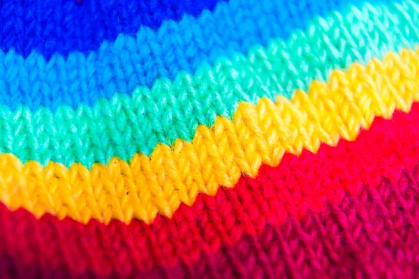 Close Colourful Hand Knitted Hat — Stock Photo, Image