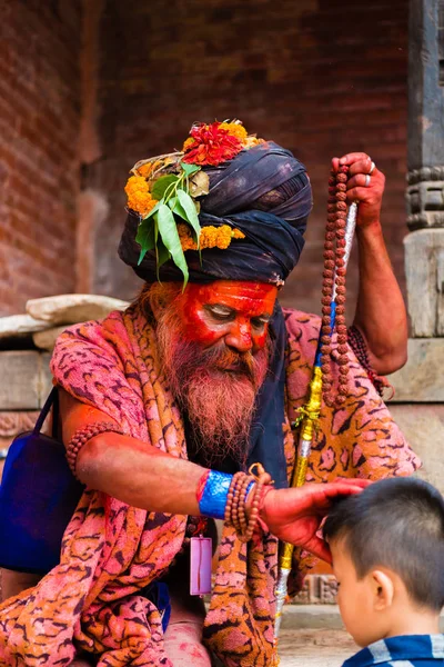 Pashupatinath Népal Juillet 2018 Saint Sadhu Homme Visage Peint Traditionnel — Photo