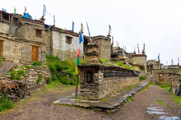 Nar Village Annapurna Természetvédelmi Terület Nepál 2018 Július Hagyományos Építészet — Stock Fotó
