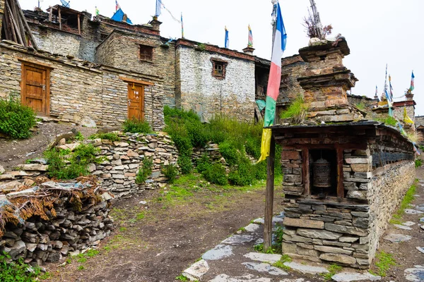 Nar Wieś Annapurna Ochrony Obszaru Nepal Lipca 2018 Tradycyjnej Architektury — Zdjęcie stockowe