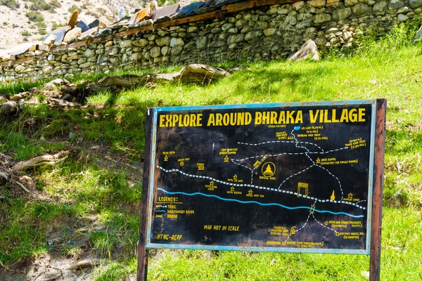 Área Conservación Annapurna Nepal Julio 2018 Señal Información Turística Aldea —  Fotos de Stock
