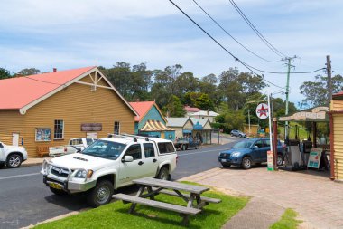 Sokak Görünümü'nde tarihi şehir Tilba, Milli Güven Merkezi Tilba koruma alanı olarak sınıflandırılmış New South Wales, Avustralya South Coast bölgesinde bulunan.
