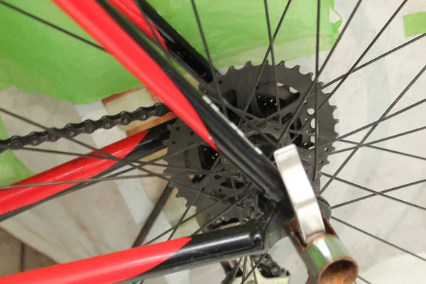 Part Bicycle Form Spokes Gears — Photo