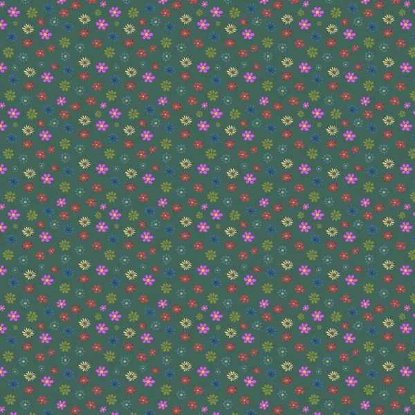 çiçek deseni, yeşil arka plan üzerinde çok renkli çiçekler, tasarımcılar için dikişsiz doku