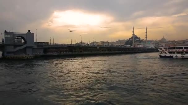 伊斯坦布尔美丽的日落 Eminonu 图库视频
