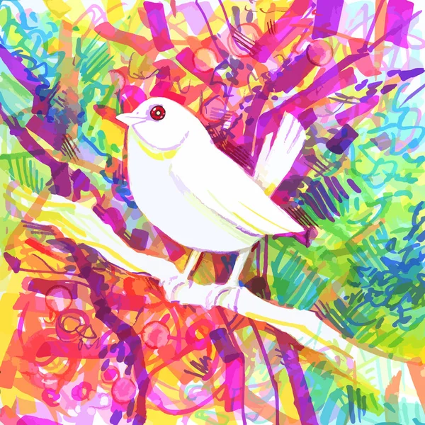 Rainbow fågel med en färgstark bakgrund — Stock vektor