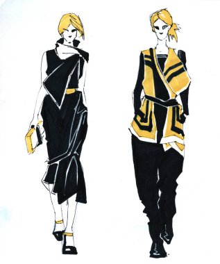 feminen tarzı moda kroki