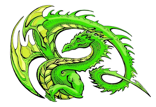 Зеленокрылый дракон — стоковый вектор