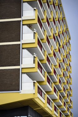 Balkonda iki kuş ile modern cephe