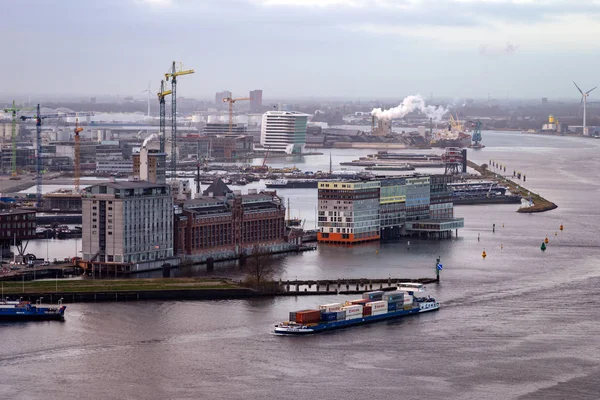 Amsterdam Březen 2016 Nizozemsko Pohled Průmyslové Zóny Přístav Amsterdamu Věže — Stock fotografie