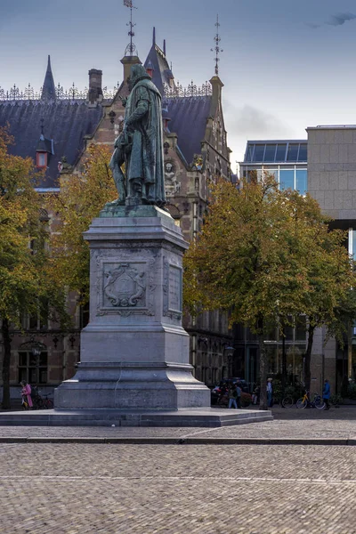 Central square in Hague with the of Statue of Prince William of Orange