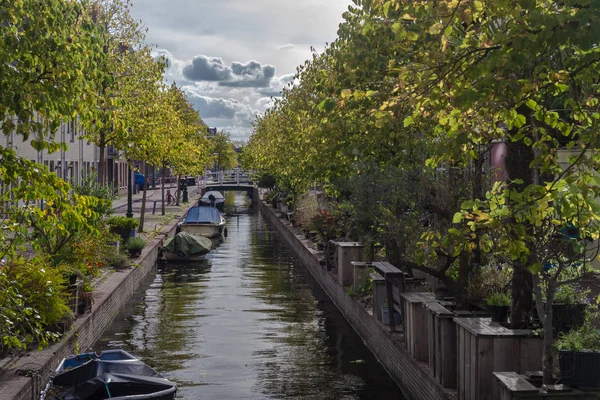 October 2018 Leiden Netherlands Traditional Dutch Houses Canal Water Beautiful — Stock Photo, Image