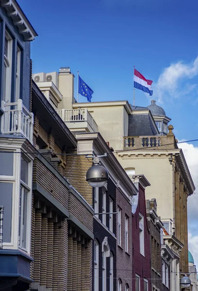 Lijst Van Vlaggen Van Nederland Europese Unie Met Blauwe Lucht — Stockfoto