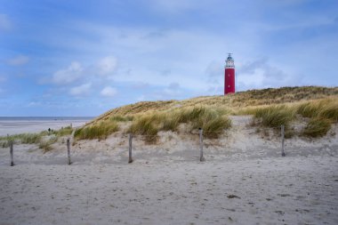 Görüntü kırmızı Texel deniz feneri ve dunes, Hollanda