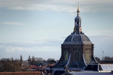 Cityscape görünümünü merkezi şehir ve Mare kerk, Leiden, Hollanda