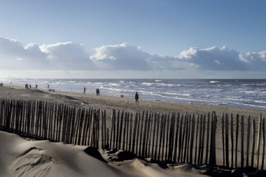 Görüntü Katwijk beach ahşap çit ve dunes, Hollanda