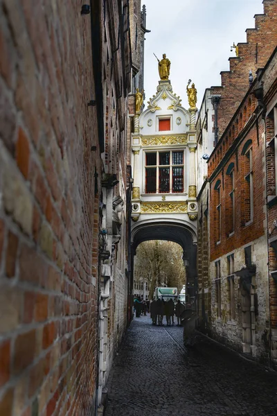Brugge Belgium Január 2019 Csatornák Tetők Homlokzatok Város Amely Történelmi — Stock Fotó