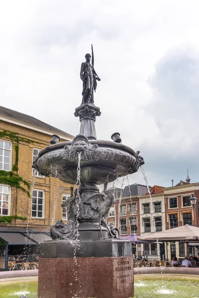 Gorinchem quin Wilhelmina heykeli ile güzel çeşme, Hollanda — Stok fotoğraf